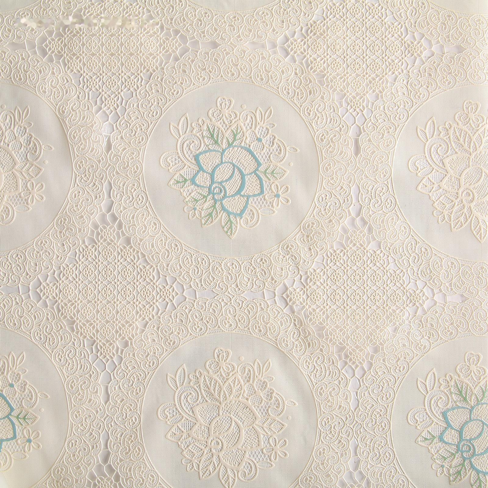 Клеёнка ажурная Lace «Цветочная поляна», ширина 137 см, рулон 20 метров, цвет бежевый