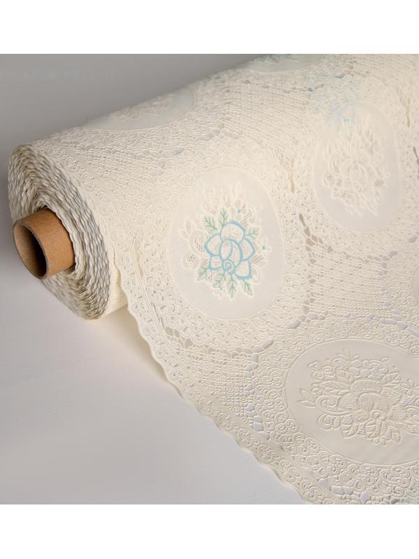 Клеёнка ажурная Lace «Цветочная поляна», ширина 137 см, рулон 20 метров, цвет бежевый