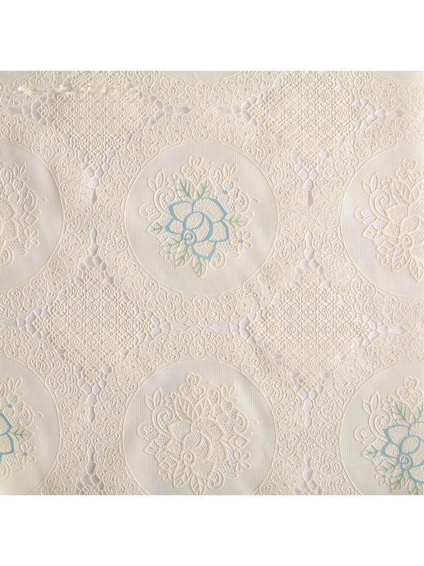 Клеёнка ажурная Lace «Цветочная поляна», ширина 137 см, рулон 20 метров, цвет бежевый