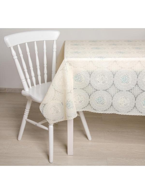 Клеёнка ажурная Lace «Цветочная поляна», ширина 137 см, рулон 20 метров, цвет бежевый