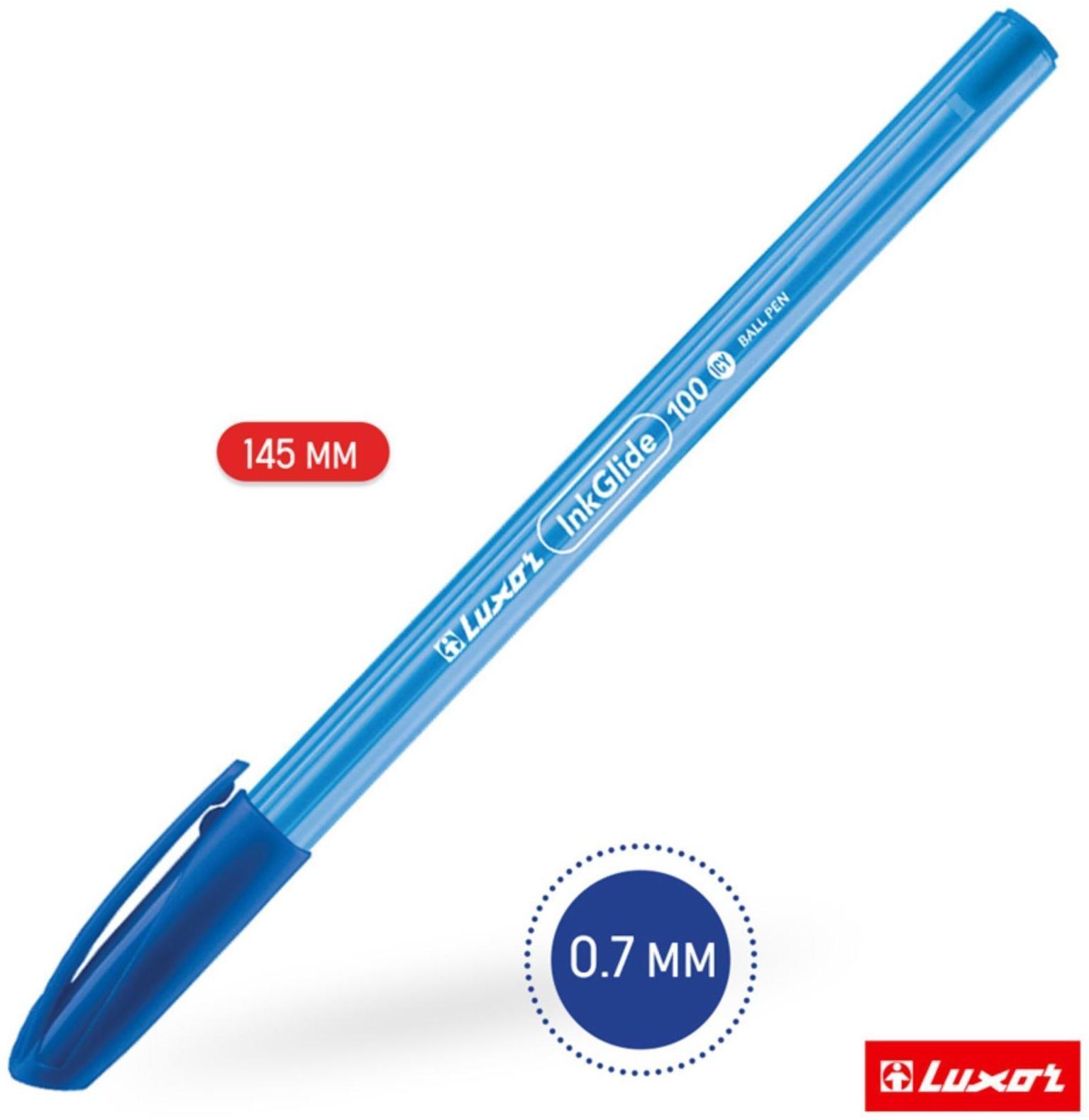 Ручка шариковая Luxor InkGlide 100 Icy синяя, 0,7мм, трехгран 16702/12 Bx