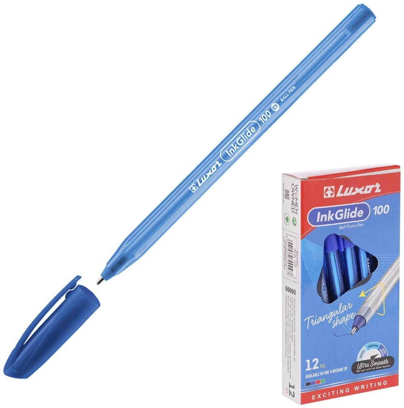 Ручка шариковая Luxor InkGlide 100 Icy синяя, 0,7мм, трехгран 16702/12 Bx