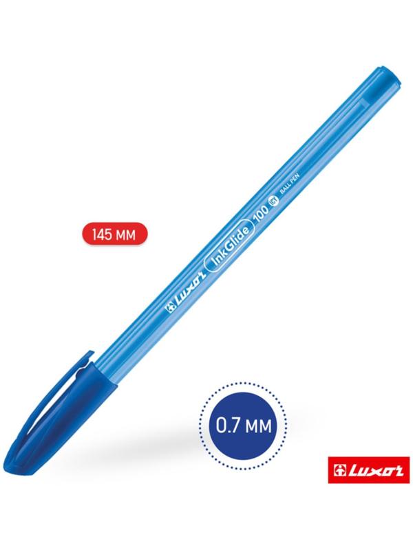 Ручка шариковая Luxor InkGlide 100 Icy синяя, 0,7мм, трехгран 16702/12 Bx