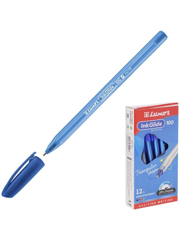 Ручка шариковая Luxor InkGlide 100 Icy синяя, 0,7мм, трехгран 16702/12 Bx