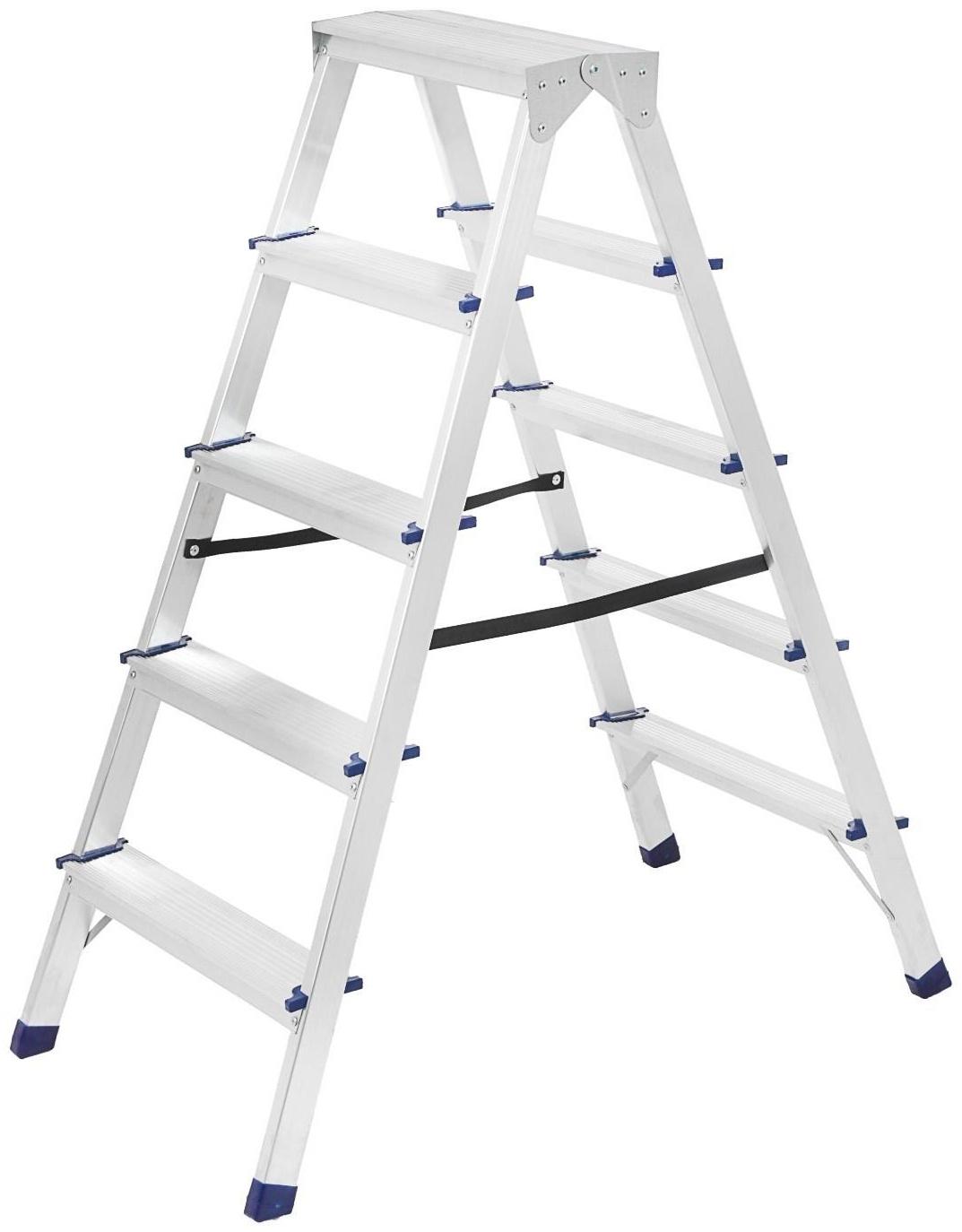 Стремянка ТУНДРА, алюминиевая, двухсторонняя, 5 ступеней, 1070 мм