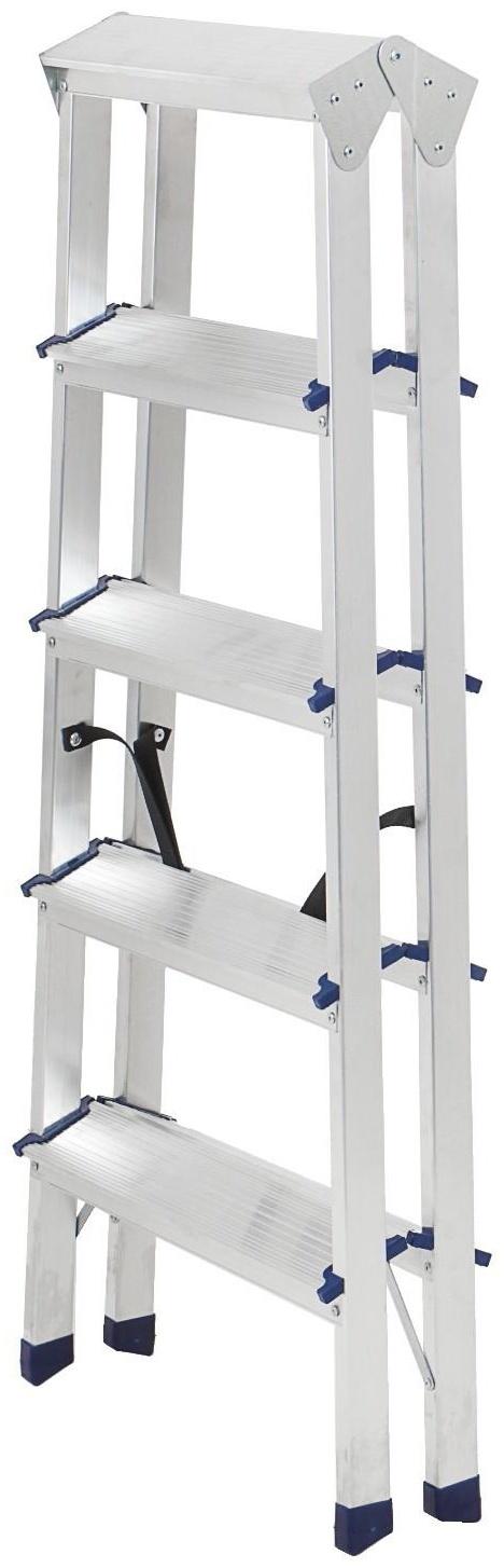 Стремянка ТУНДРА, алюминиевая, двухсторонняя, 5 ступеней, 1070 мм
