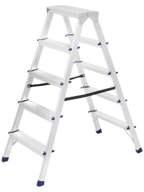 Стремянка ТУНДРА, алюминиевая, двухсторонняя, 5 ступеней, 1070 мм