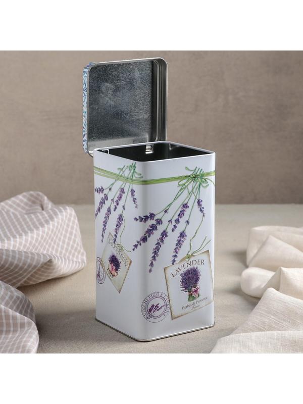 Банка для сыпучих продуктов «Лаванда», 1,2 л, 9×9 см, прямоугольная