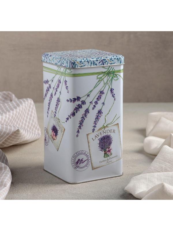 Банка для сыпучих продуктов «Лаванда», 1,2 л, 9×9 см, прямоугольная