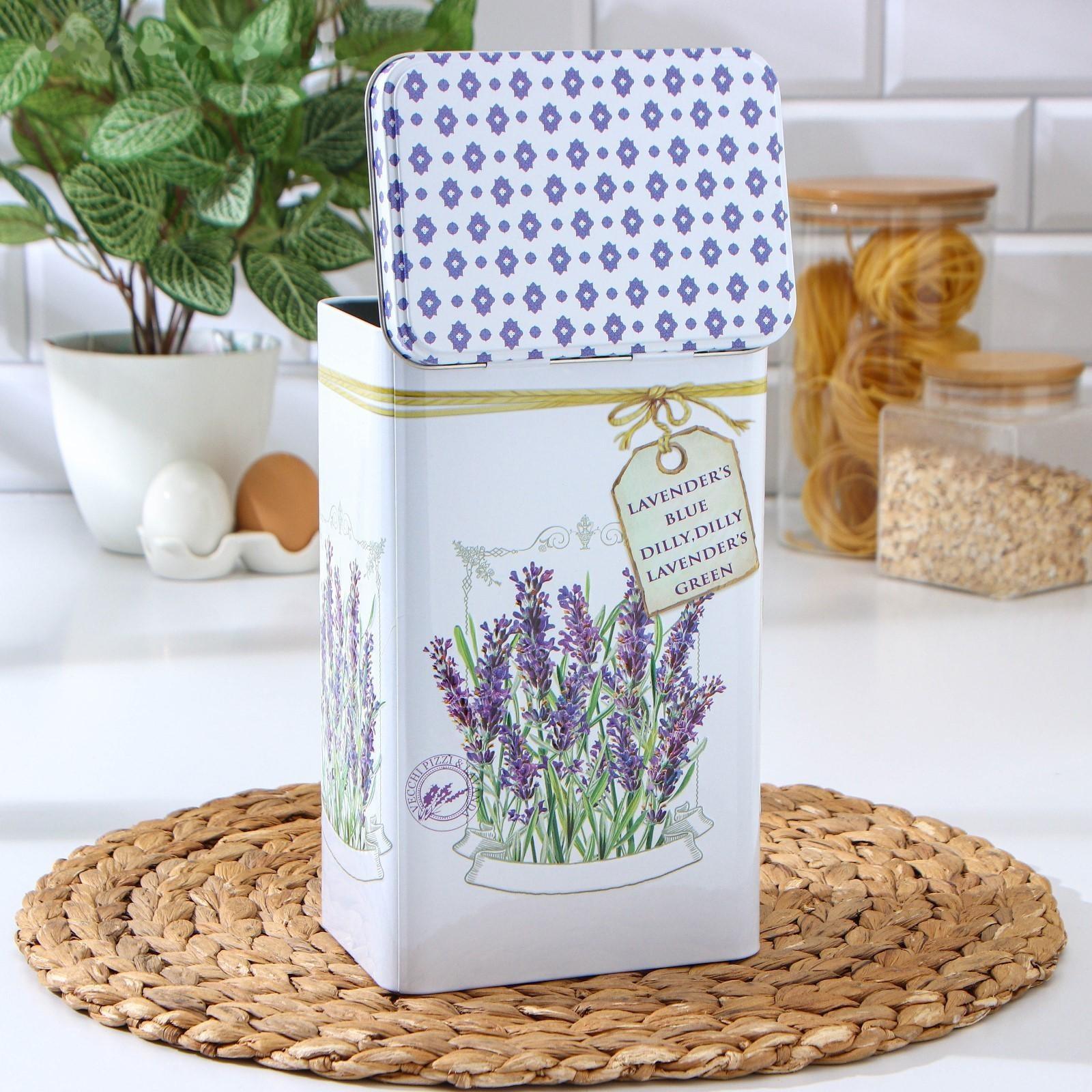 Банка для сыпучих продуктов «Лаванда», 2,7 л, 9,5×21,5 см, прямоугольная