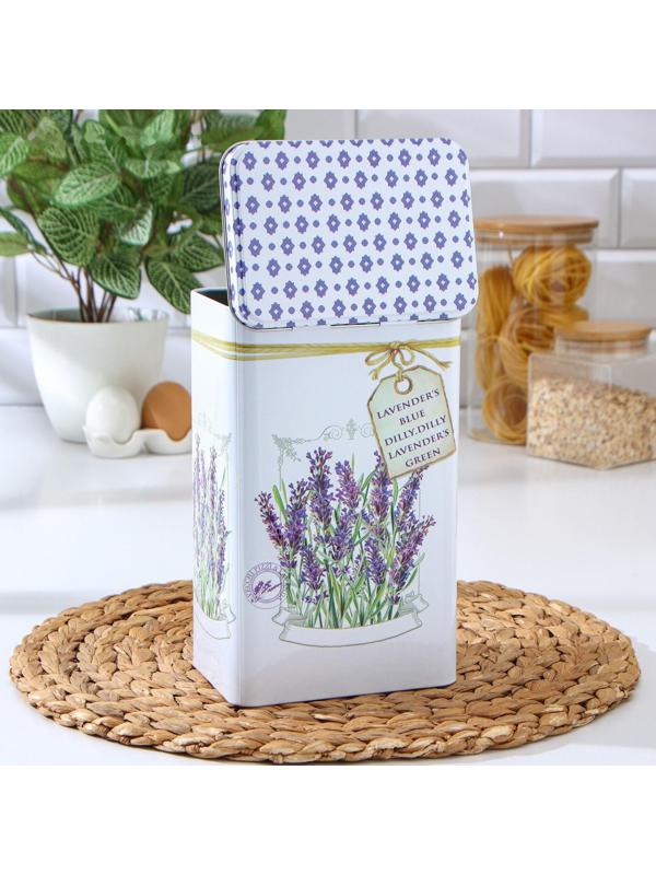 Банка для сыпучих продуктов «Лаванда», 2,7 л, 9,5×21,5 см, прямоугольная