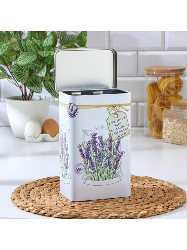 Банка для сыпучих продуктов «Лаванда», 2,7 л, 9,5×21,5 см, прямоугольная