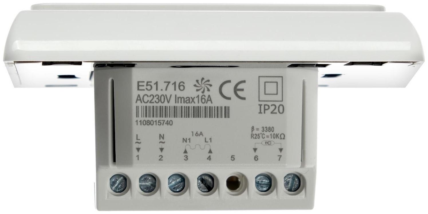 Терморегулятор RTC E 51.716, электронный, 16 А, 3500 Вт, датчик пола и воздуха