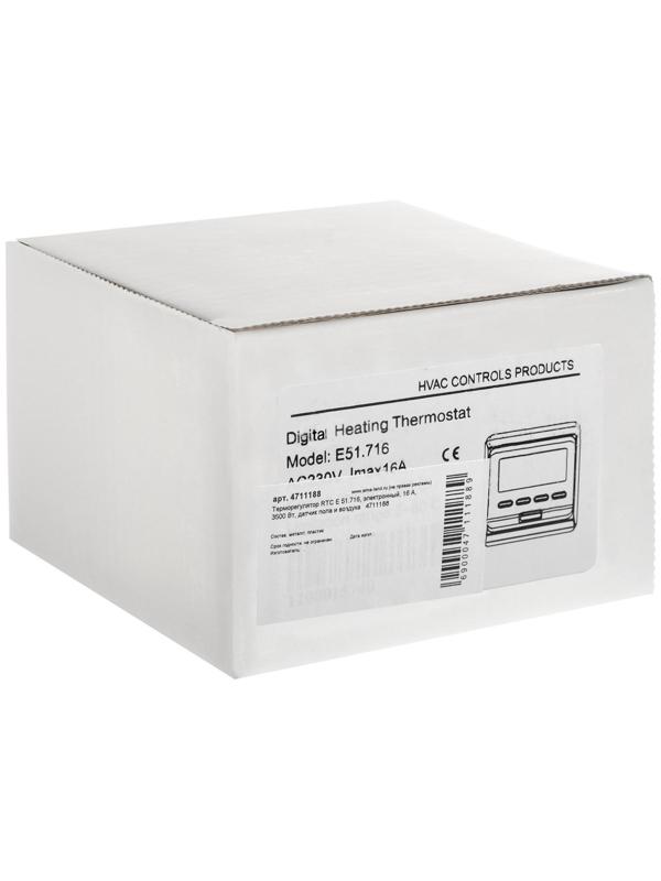 Терморегулятор RTC E 51.716, электронный, 16 А, 3500 Вт, датчик пола и воздуха