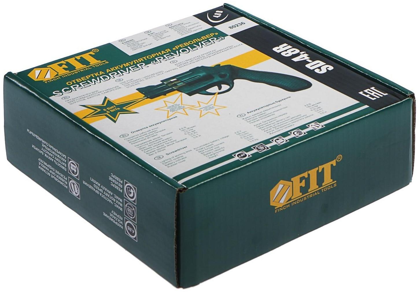 Отвертка аккумуляторная FIT 80236, 4.8 В, 180 об/мин, 3 Нм, Ni-Cd, 0.6 Ач, подсветка