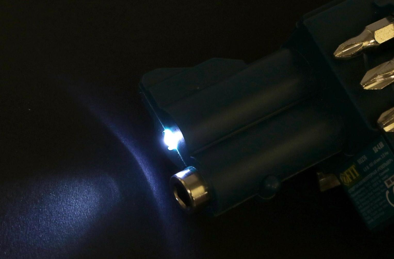 Отвертка аккумуляторная FIT 80236, 4.8 В, 180 об/мин, 3 Нм, Ni-Cd, 0.6 Ач, подсветка