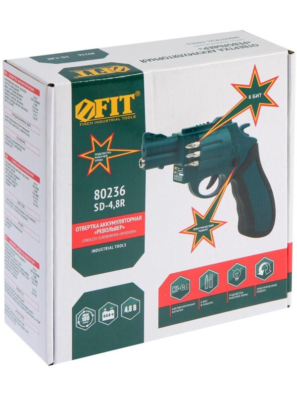 Отвертка аккумуляторная FIT 80236, 4.8 В, 180 об/мин, 3 Нм, Ni-Cd, 0.6 Ач, подсветка