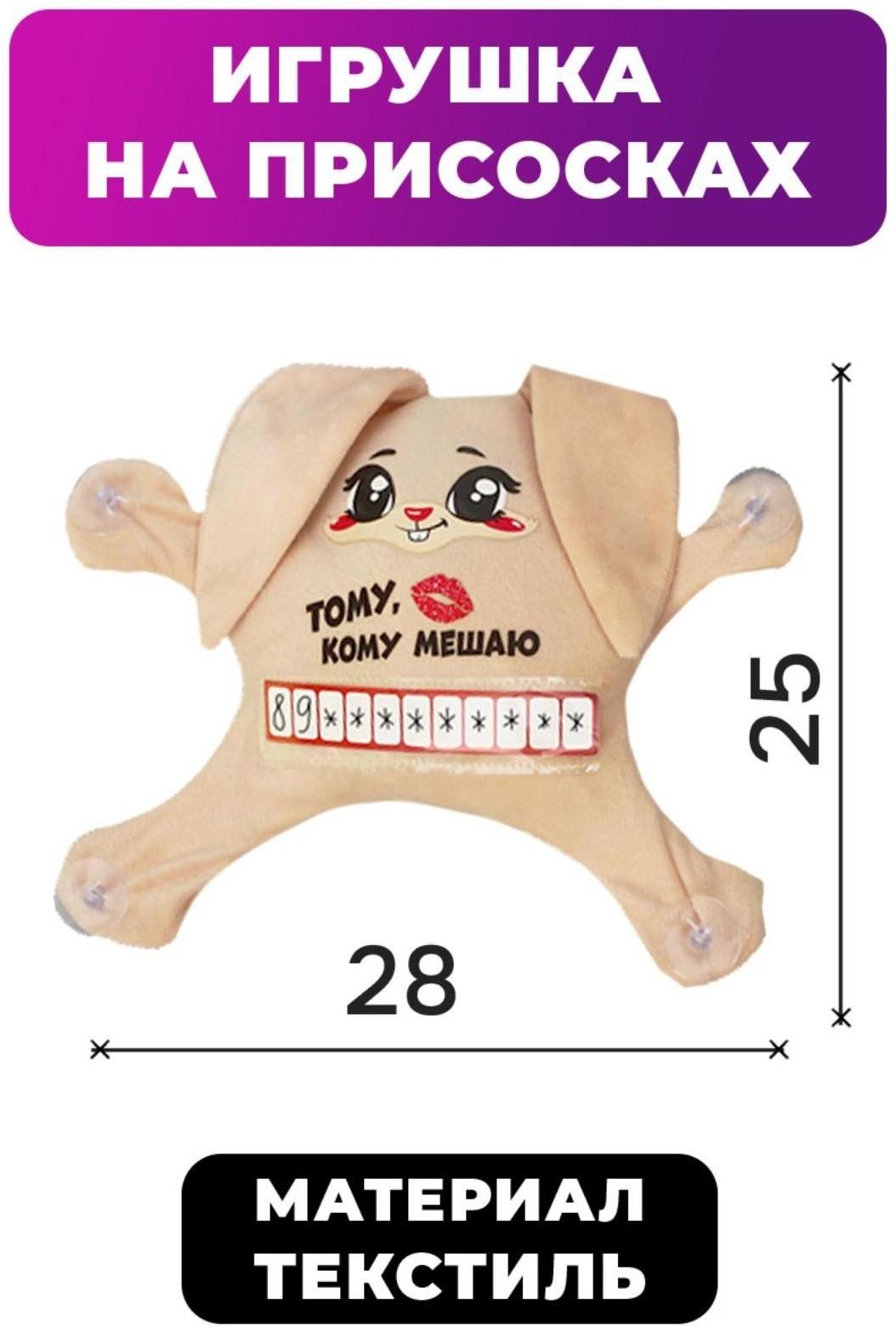 Автоигрушка на присосках «Тому, кому мешаю», зайчик, 25 см х 4 см х 28 см, с карточкой для записи номера