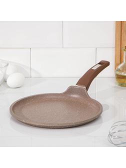 Сковорода блинная «Гранит Brown», d=24 см, пластиковая ручка, антипригарное покрытие, цвет коричневый
