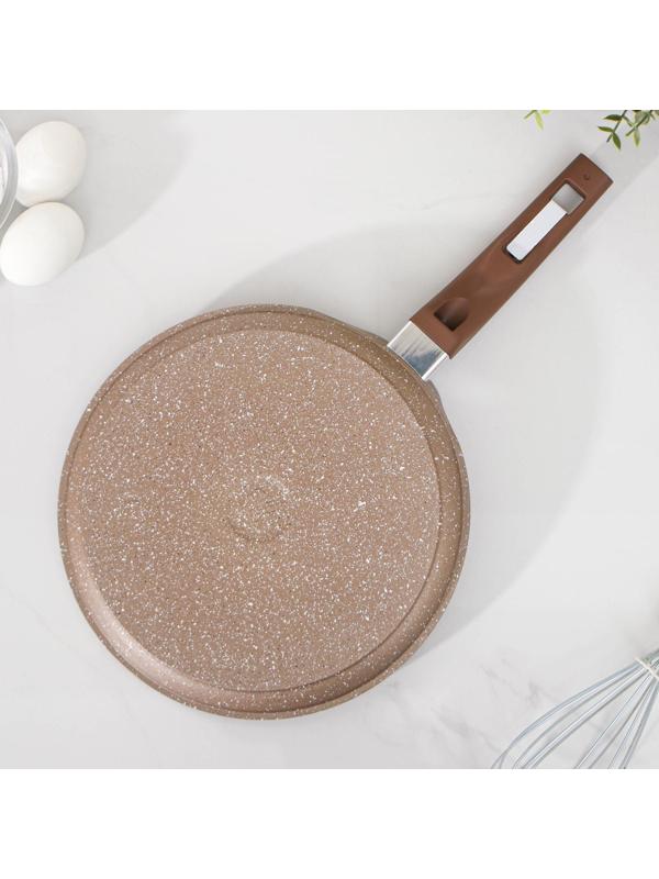 Сковорода блинная «Гранит Brown», d=24 см, пластиковая ручка, антипригарное покрытие, цвет коричневый