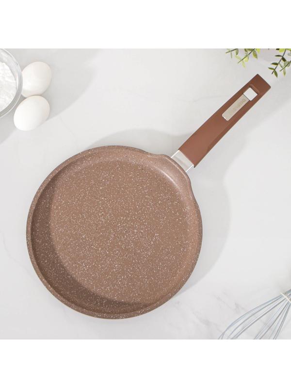 Сковорода блинная «Гранит Brown», d=24 см, пластиковая ручка, антипригарное покрытие, цвет коричневый