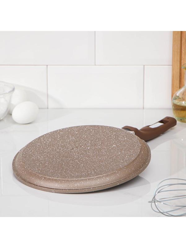 Сковорода блинная «Гранит Brown», d=24 см, пластиковая ручка, антипригарное покрытие, цвет коричневый
