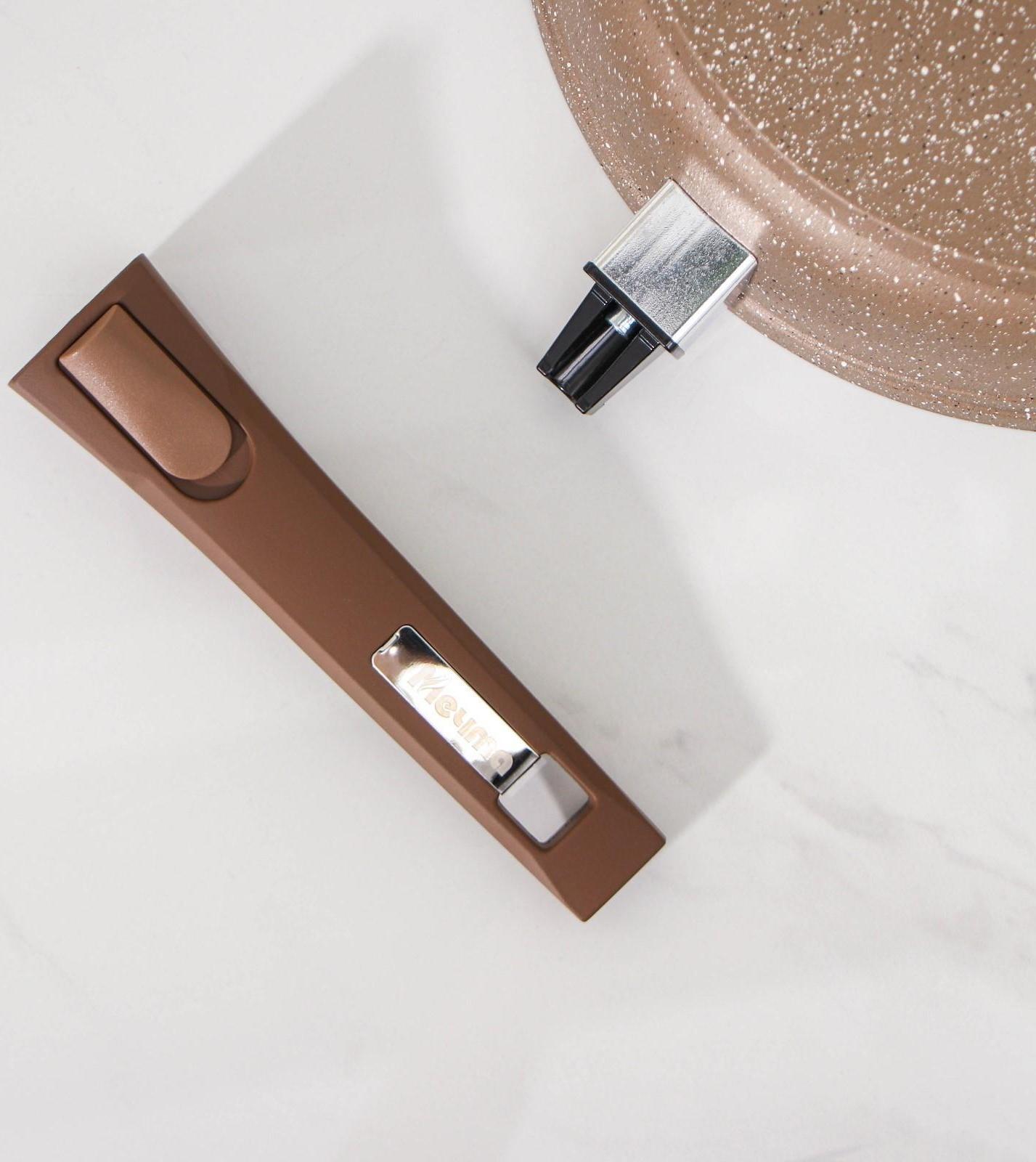 Сковорода «Гранит», d=26 см, съёмная ручка, стеклянная крышка, антипригарное покрытие, цвет коричневый