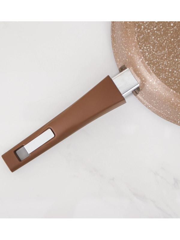 Сковорода «Гранит», d=26 см, съёмная ручка, стеклянная крышка, антипригарное покрытие, цвет коричневый