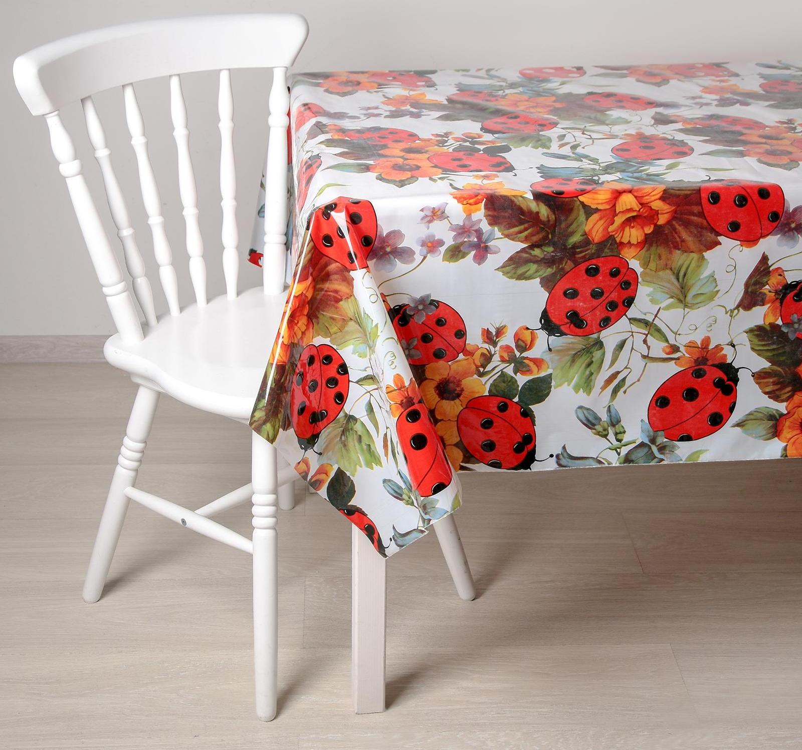 Клеёнка ПВХ «Божьи коровки», ширина 137 см, толщина 0,08 мм, рулон 30 метров