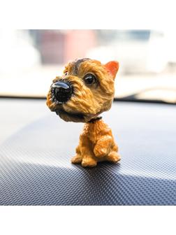 Собака на панель авто, качающая головой, ирландский терьер