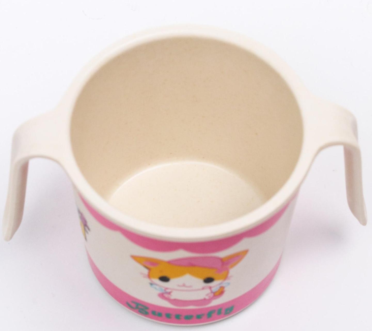 Кружка детская из бамбука с ручками, 170 мл., цвет и рисунок МИКС