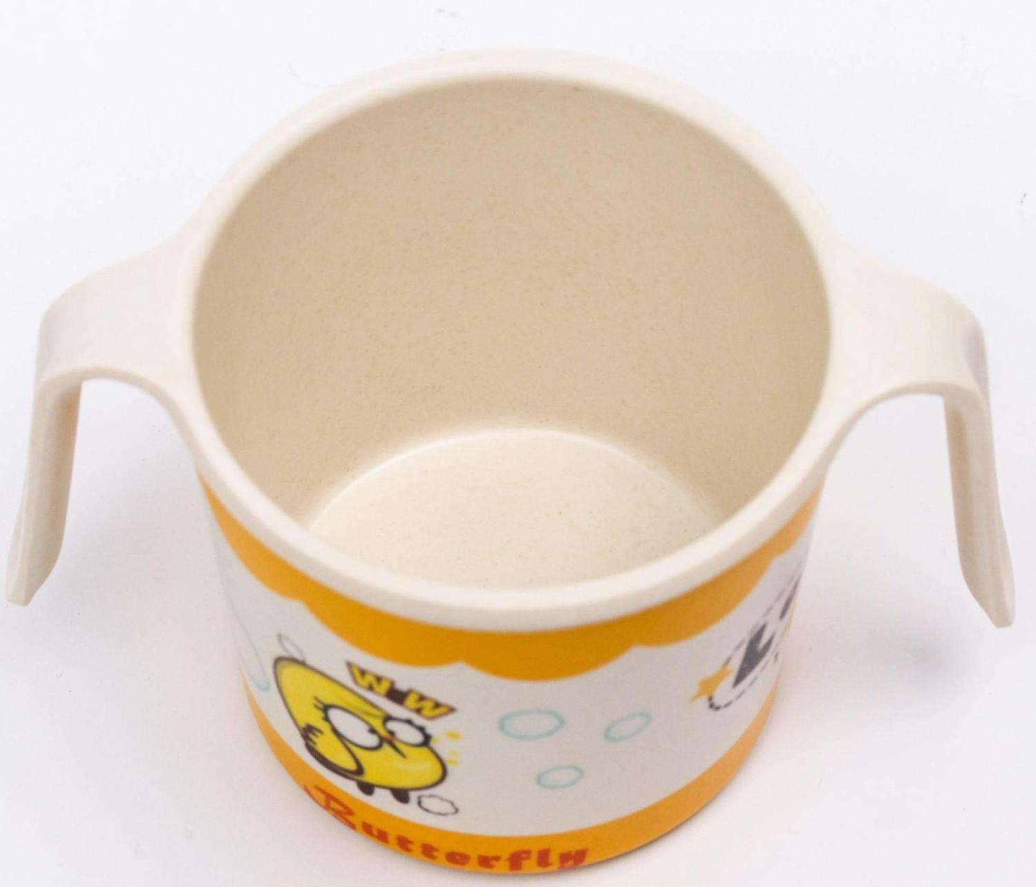 Кружка детская из бамбука с ручками, 170 мл., цвет и рисунок МИКС