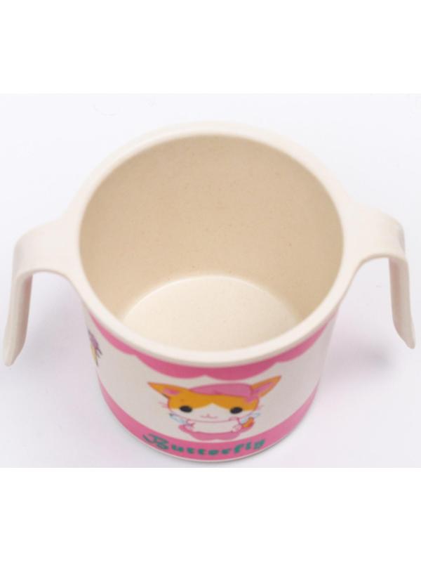 Кружка детская из бамбука с ручками, 170 мл., цвет и рисунок МИКС