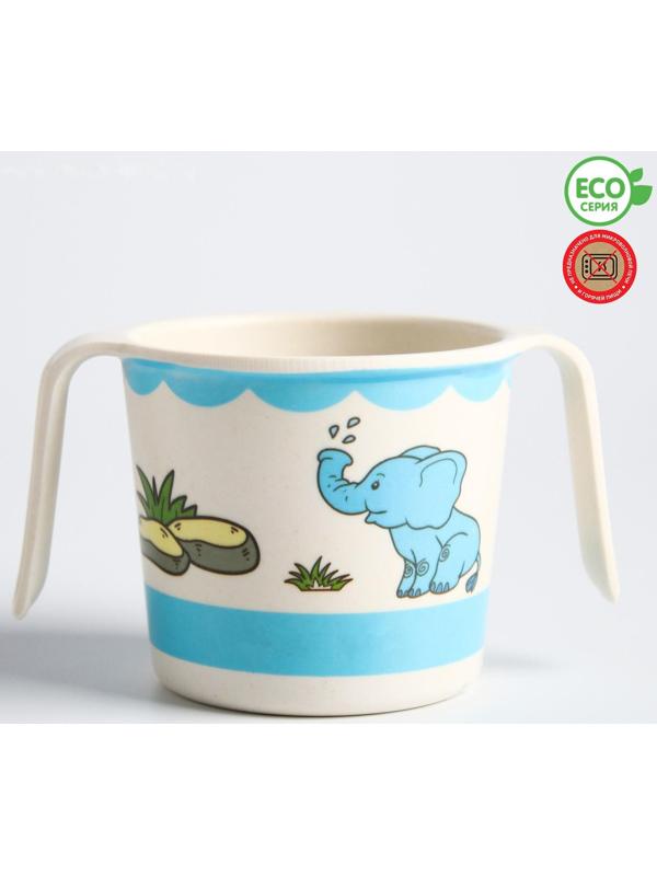 Кружка детская из бамбука с ручками, 170 мл., цвет и рисунок МИКС