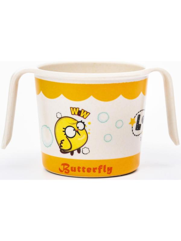 Кружка детская из бамбука с ручками, 170 мл., цвет и рисунок МИКС