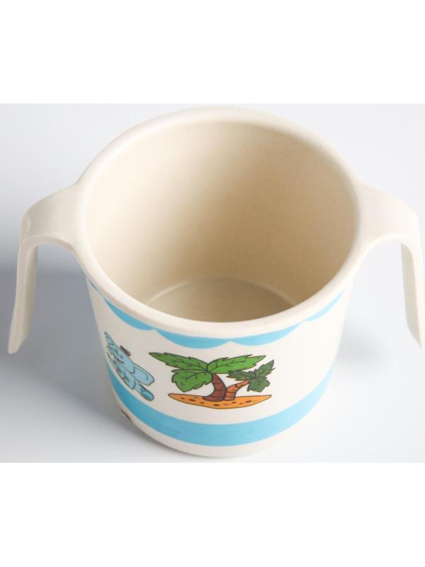 Кружка детская из бамбука с ручками, 170 мл., цвет и рисунок МИКС