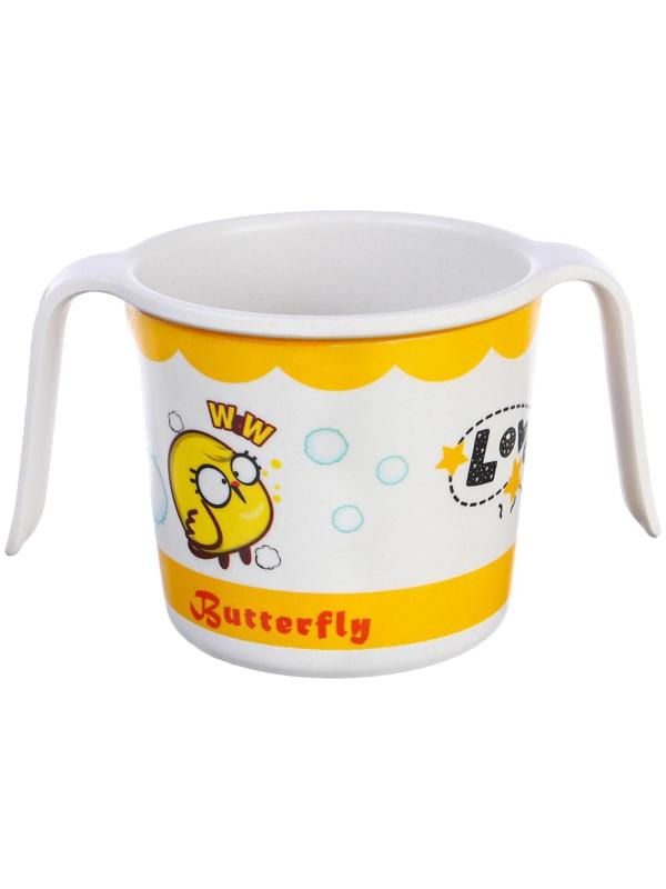 Кружка детская из бамбука с ручками, 170 мл., цвет и рисунок МИКС