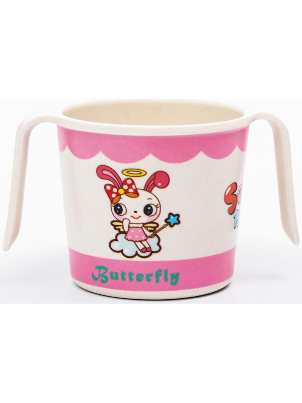 Кружка детская из бамбука с ручками, 170 мл., цвет и рисунок МИКС