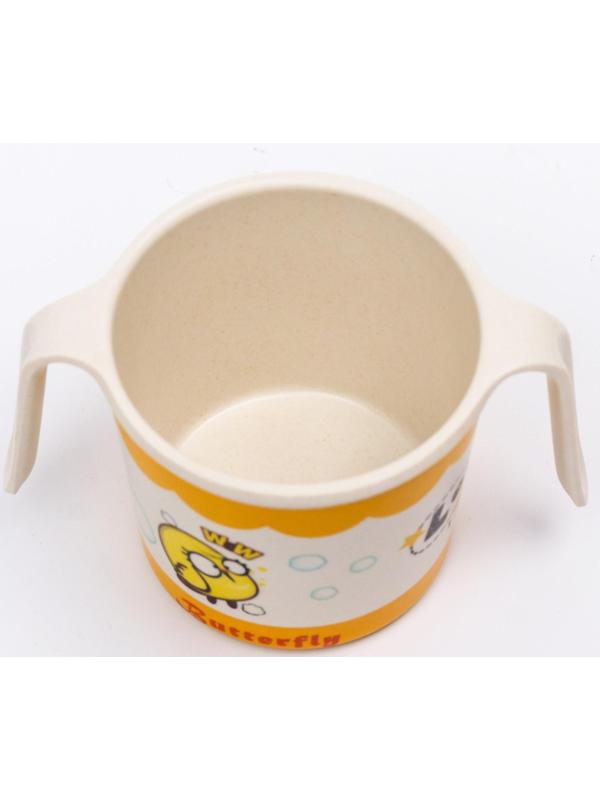 Кружка детская из бамбука с ручками, 170 мл., цвет и рисунок МИКС