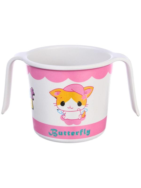 Кружка детская из бамбука с ручками, 170 мл., цвет и рисунок МИКС