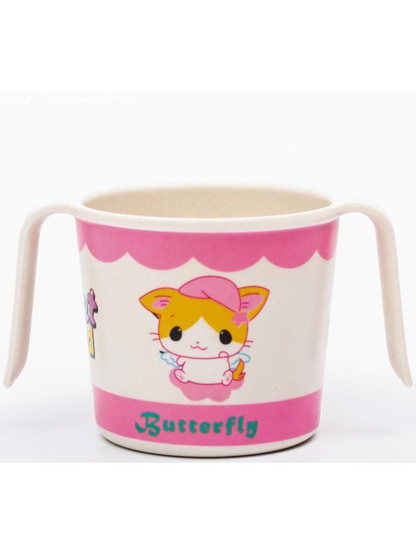 Кружка детская из бамбука с ручками, 170 мл., цвет и рисунок МИКС