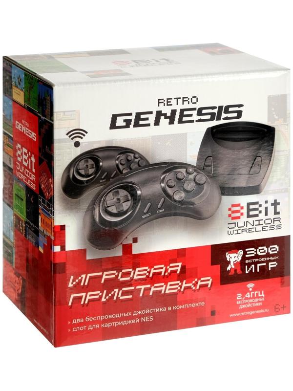 Игровая приставка Retro Genesis 8 Bit Wireless, AV кабель, 2 беспр. джойст., 300 игр, черная