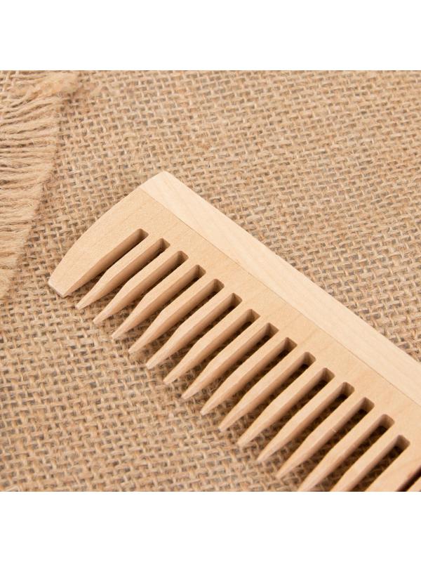 Расчёска - гребень, 19,5 × 4,5 см, комбинированная, цвет «светлое дерево»