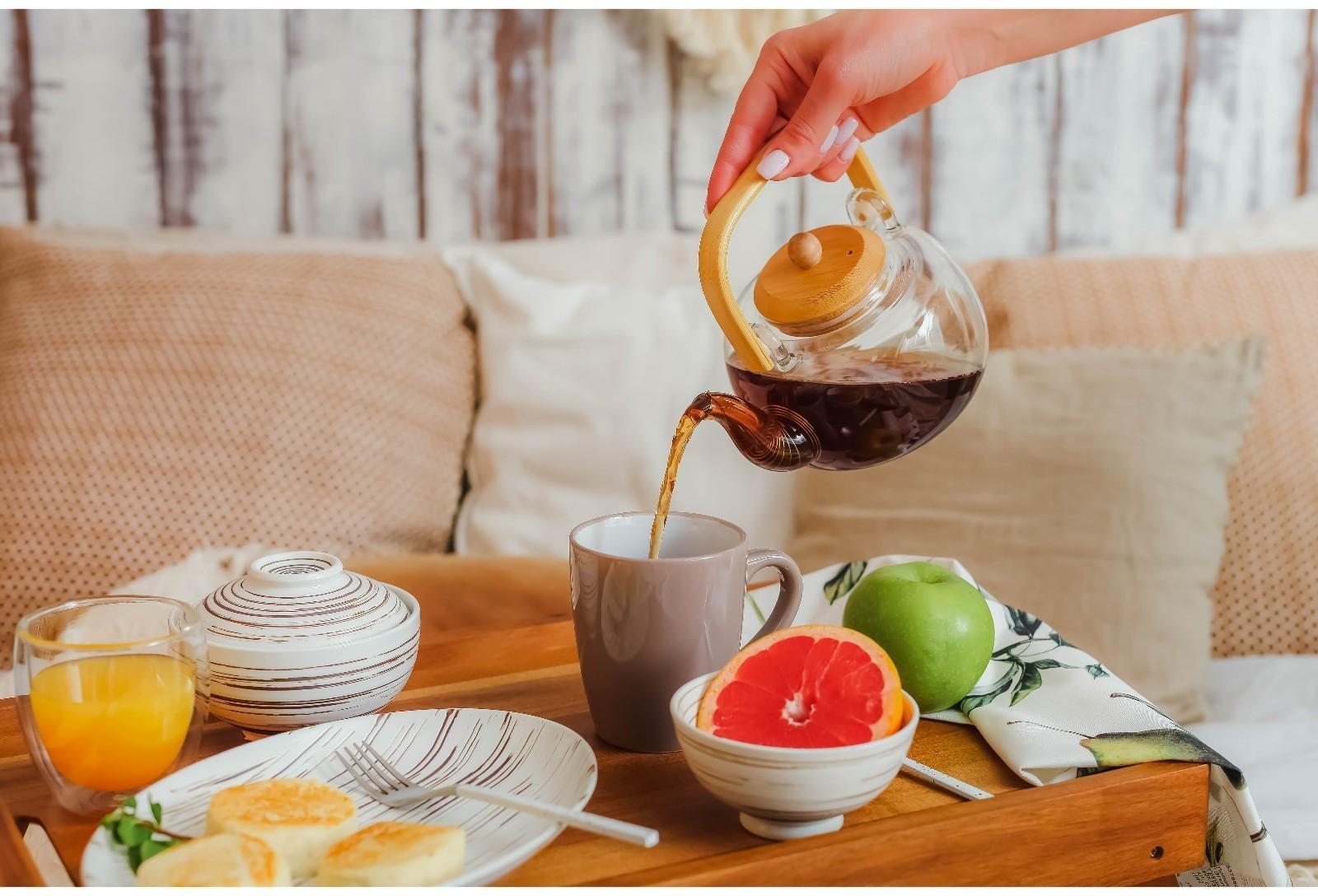 Чайник стеклянный заварочный с бамбуковой крышкой и металлическим фильтром «Эко. Бабл», 800 мл, 18×13,5×12,5 см