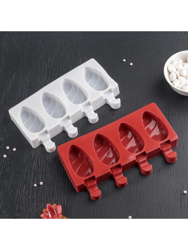 Форма для мороженого «Клубника со сливками», 19,5×11,5 см, 4 ячейки (6,7×3,7 см), цвет МИКС