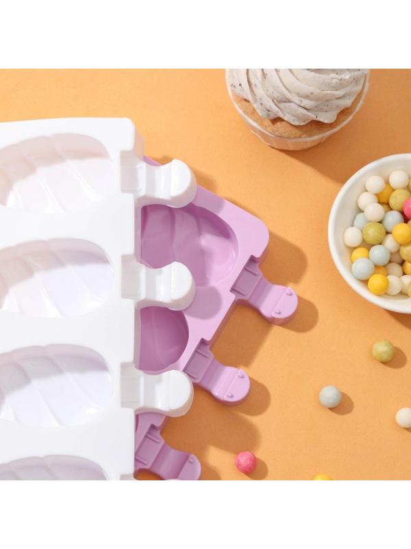 Форма для мороженого «Клубника со сливками», 19,5×11,5 см, 4 ячейки (6,7×3,7 см), цвет МИКС