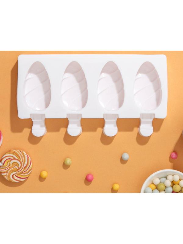 Форма для мороженого «Клубника со сливками», 19,5×11,5 см, 4 ячейки (6,7×3,7 см), цвет МИКС