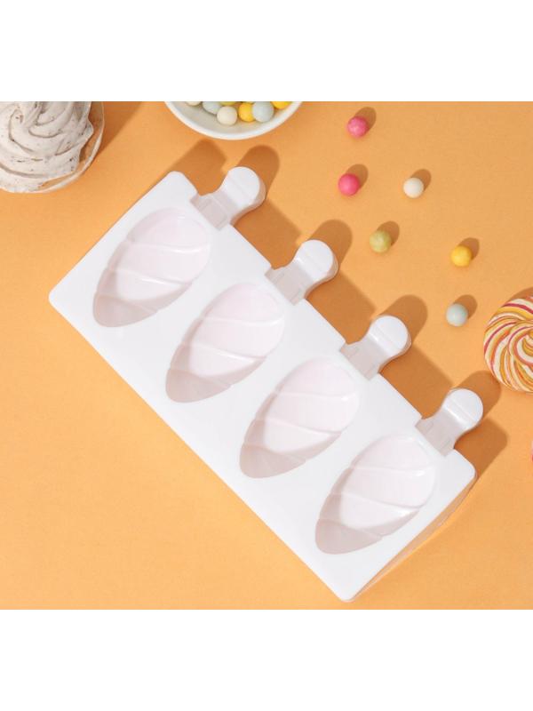 Форма для мороженого «Клубника со сливками», 19,5×11,5 см, 4 ячейки (6,7×3,7 см), цвет МИКС