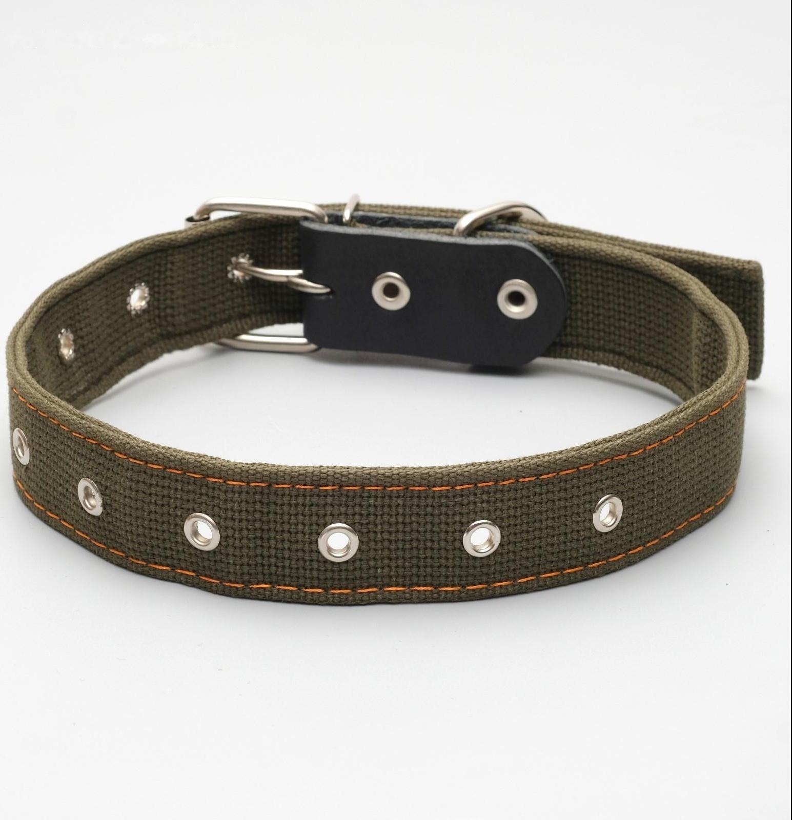 Ошейник брезентовый безразмерный двухслойный, 72 х 3,5 см, ОШ 45-60 см, хаки