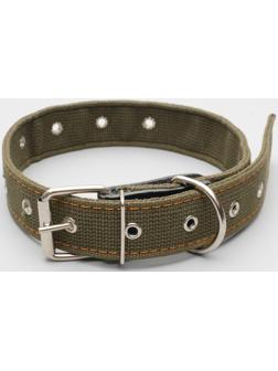 Ошейник брезентовый безразмерный двухслойный, 72 х 3,5 см, ОШ 45-60 см, хаки